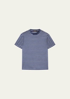 Loro Piana Men's Silk-Cashmere Jersey Stripe Crewneck T-Shirt
