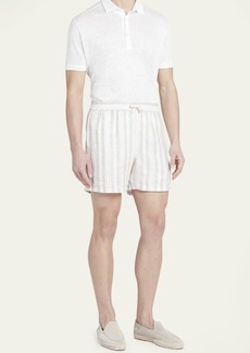 Loro Piana Men's Stripe Linen Drawstring Shorts