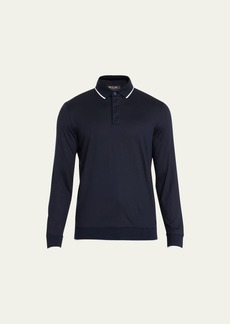 Loro Piana Men's Wool Polo Shirt with Tipping
