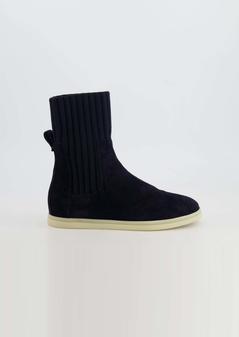 Loro Piana Navy Suede Ankle Boots