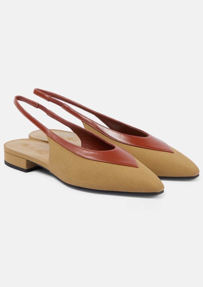 Loro Piana Rebecca leather-trimmed slingback flats