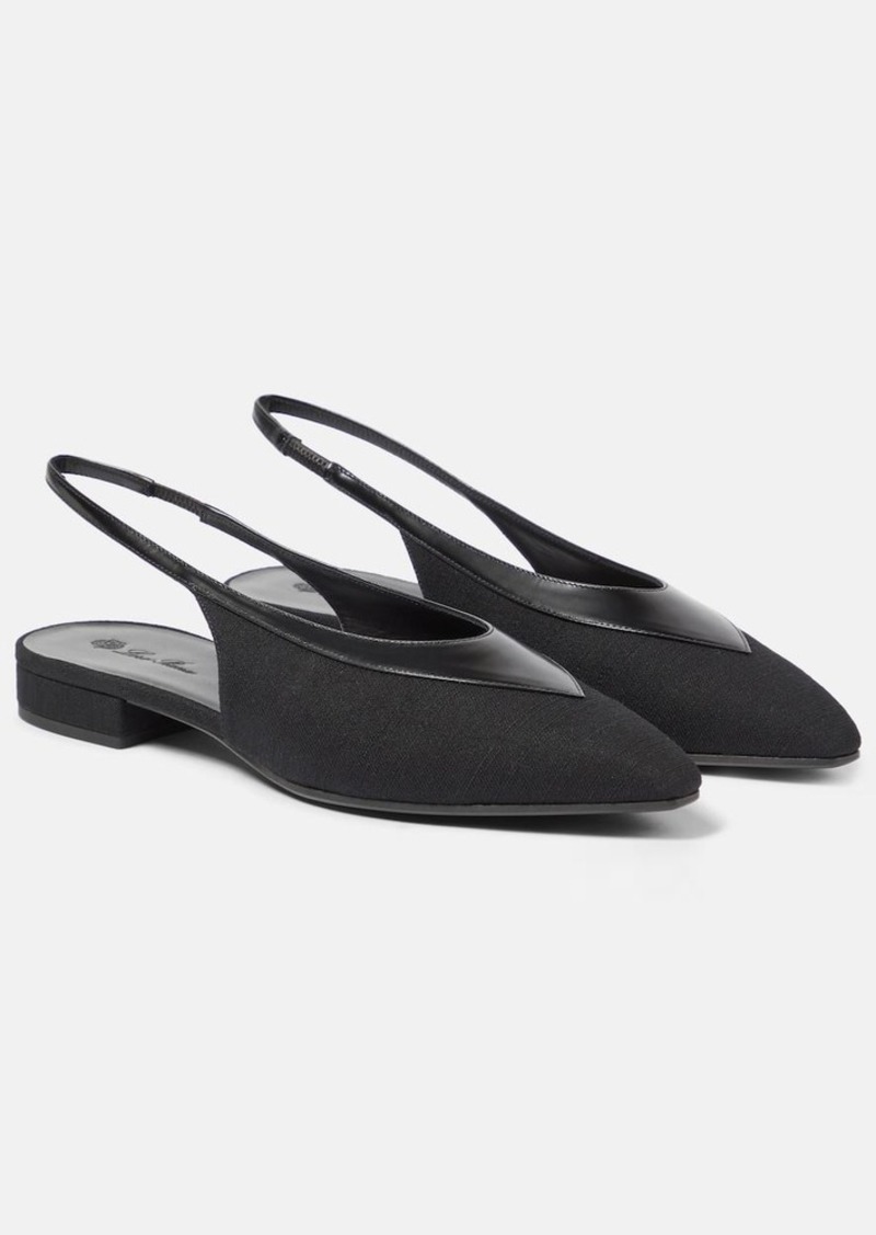 Loro Piana Rebecca leather-trimmed slingback flats