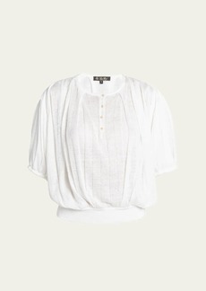 Loro Piana Serafino Pleated Flax Blouse