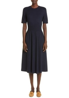 Loro Piana Short Sleeve Cashmere Sweater Dress in Blue Navy at Nordstrom