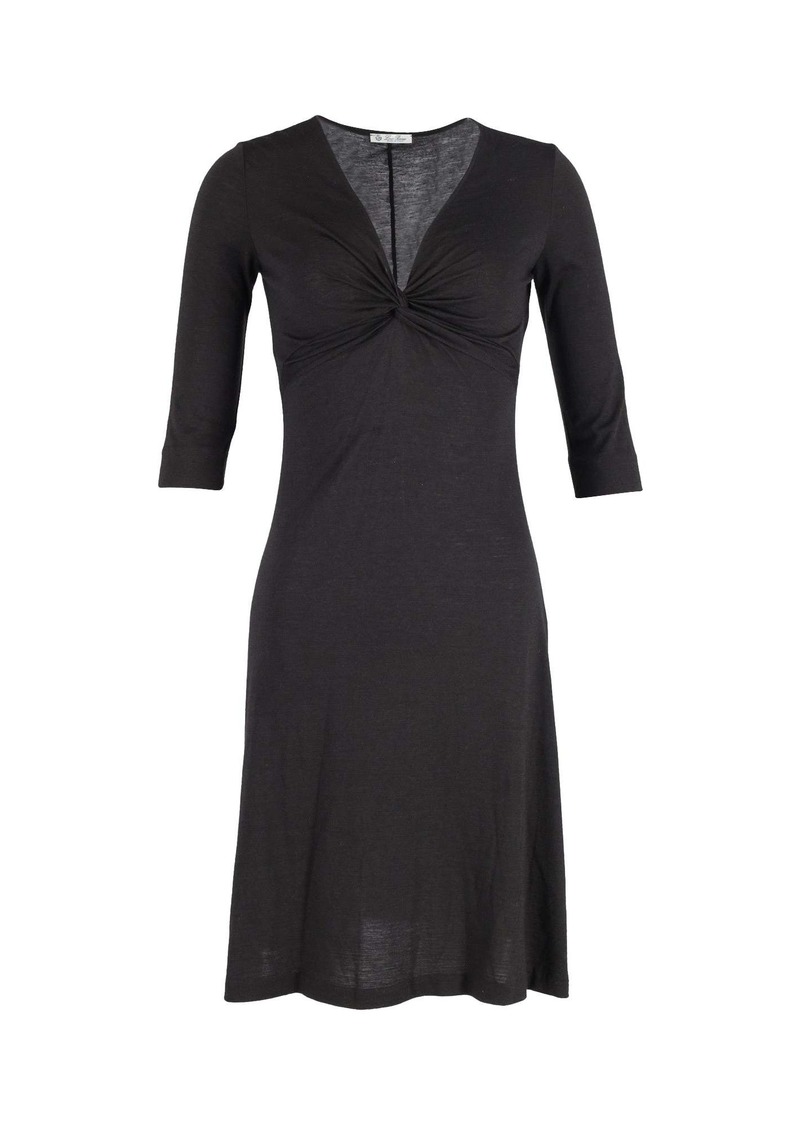 Loro Piana Twist Front V-neck Dress in Black Polyester