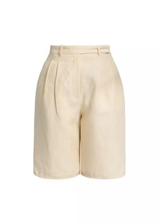 Loro Piana Rupert Linen Pleated Shorts
