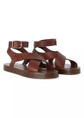 Loro Piana Sumie Leather Ankle-Wrap Sandals