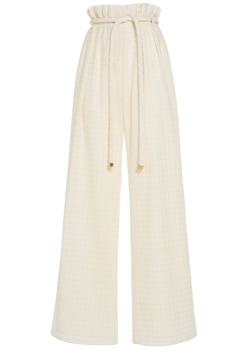 Loro Piana Tristin Belted Cotton Blend Wide Pants