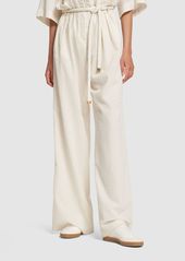 Loro Piana Tristin Belted Cotton Blend Wide Pants