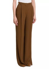 Loro Piana Wide-Leg Chalk Striped Silk Trousers