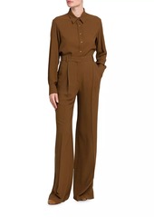 Loro Piana Wide-Leg Chalk Striped Silk Trousers