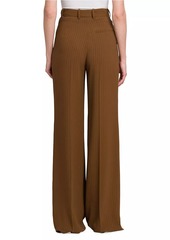 Loro Piana Wide-Leg Chalk Striped Silk Trousers