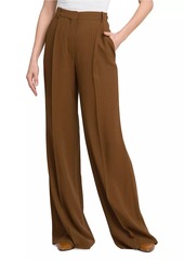 Loro Piana Wide-Leg Chalk Striped Silk Trousers