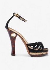 Louis Vuitton Ankle Strap Sandal 120 / Gold Suede