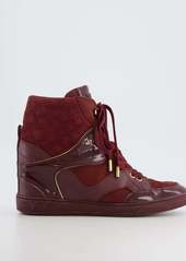 Louis Vuitton Burgundy Suede Monogram Heeled Trainers