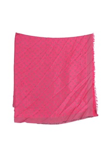 Louis Vuitton Monogram Jacquard Scarf in Fuchsia Pink Silk and Wool
