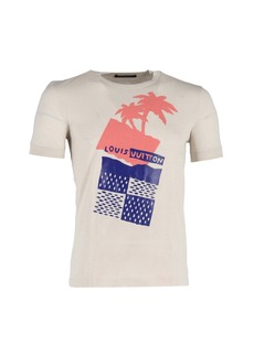 Louis Vuitton Palm Tree Logo T-Shirt in Beige Cotton