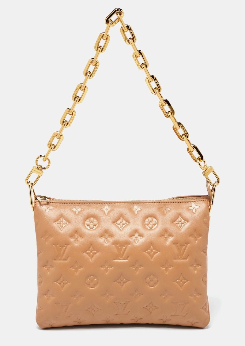 Louis Vuitton Taupe Monogram Embossed Leather Coussin Pm Bag