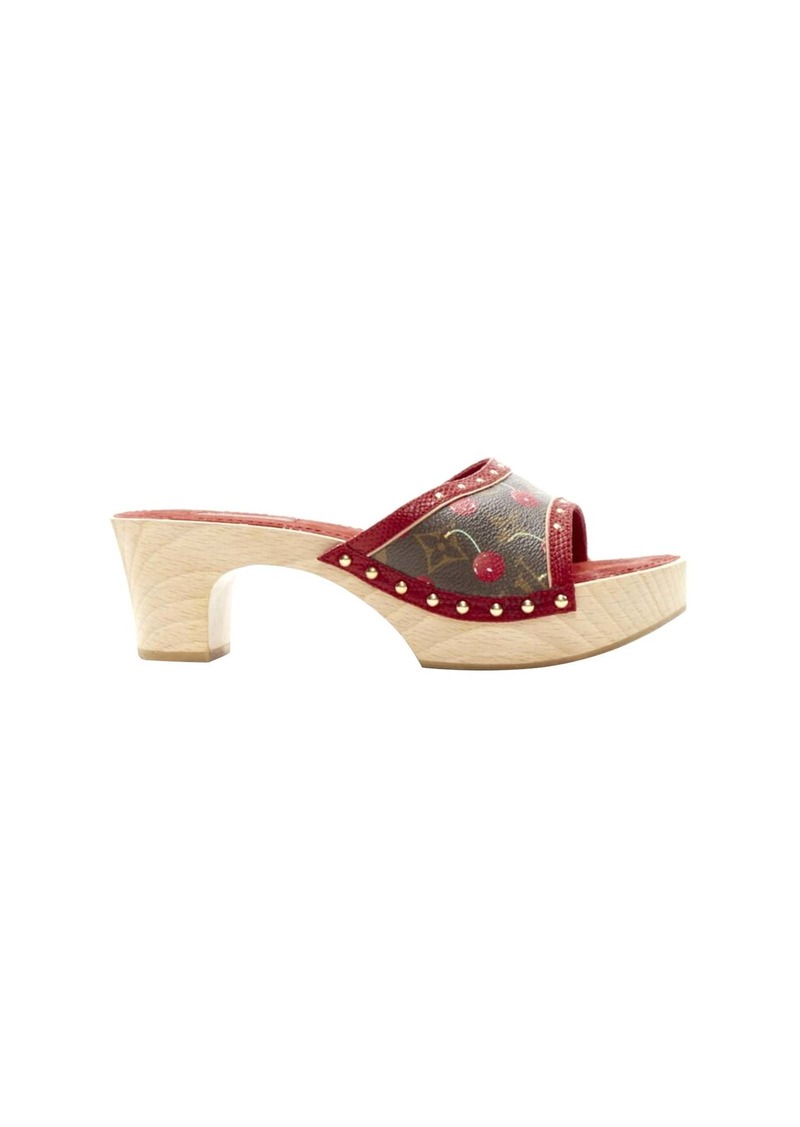 rare LOUIS VUITTON Takashi Murakami Cerises cherry wooden clog sandal