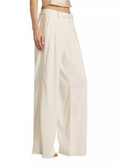 LoveShackFancy Adams Wool-Blend Pleated Wide-Leg Pants