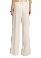 LoveShackFancy Adams Wool-Blend Pleated Wide-Leg Pants