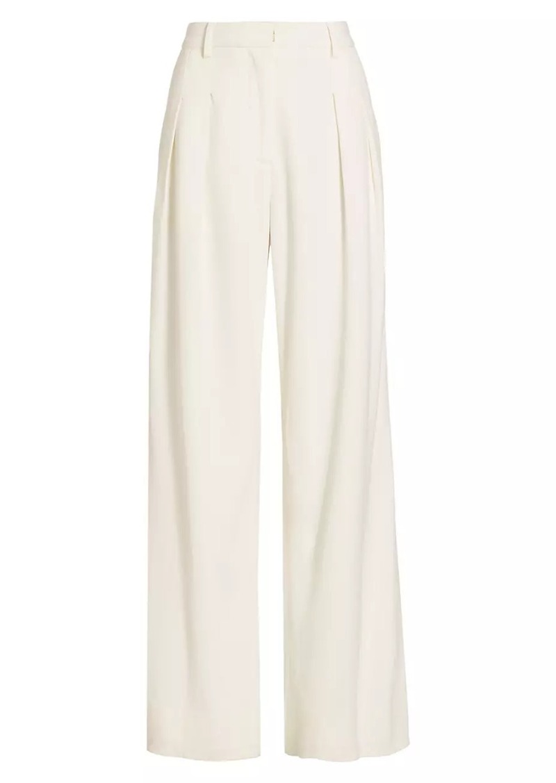 LoveShackFancy Adams Wool-Blend Pleated Wide-Leg Pants