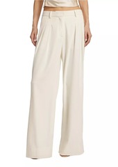 LoveShackFancy Adams Wool-Blend Pleated Wide-Leg Pants