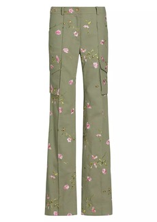 LoveShackFancy Atworth Embroidered Floral Cargo Pants