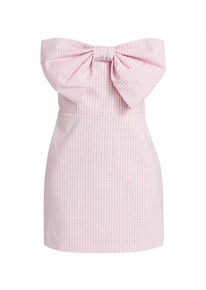 LoveShackFancy Bellica Gingham Cotton Poplin Bow Minidress