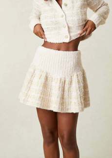 LoveShackFancy Bibi Tweed Mini Skirt In Cream/yellow