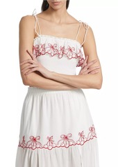 LoveShackFancy Carletta Cherry-Embroidered Crop Top