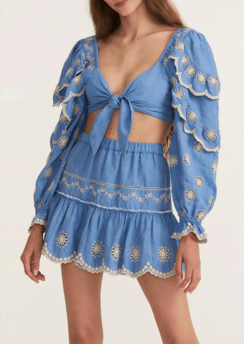 LoveShackFancy Cava Skirt In Faded Hydrangea