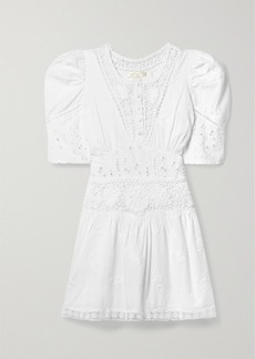 LoveShackFancy Divine Crochet-trimmed Broderie Anglaise Cotton-voile Mini Dress