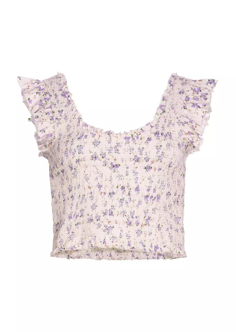 LoveShackFancy Dovi Smocked Floral Top