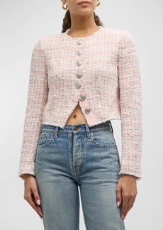 LoveShackFancy Falima Cropped Tweed Jacket