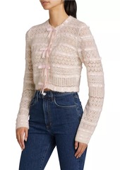 LoveShackFancy Fluffy Pointelle Roselline Alpaca-Blend Cardigan