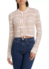 LoveShackFancy Fluffy Pointelle Roselline Alpaca-Blend Cardigan