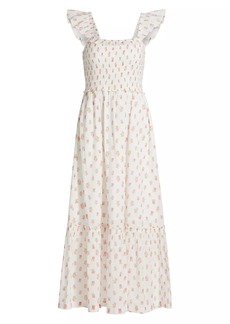 LoveShackFancy Guinevere Floral Smocked Cotton Maxi Dress