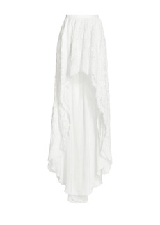 LoveShackFancy Bridal Halsey Embroidered High-Low Skirt