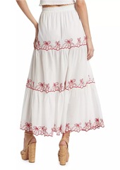 LoveShackFancy Jemila Cherry-Embroidered Maxi Skirt