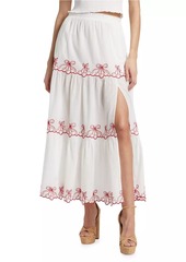 LoveShackFancy Jemila Cherry-Embroidered Maxi Skirt