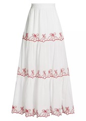 LoveShackFancy Jemila Cherry-Embroidered Maxi Skirt