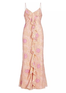 LoveShackFancy June Silk-Blend Floral Maxi Dress