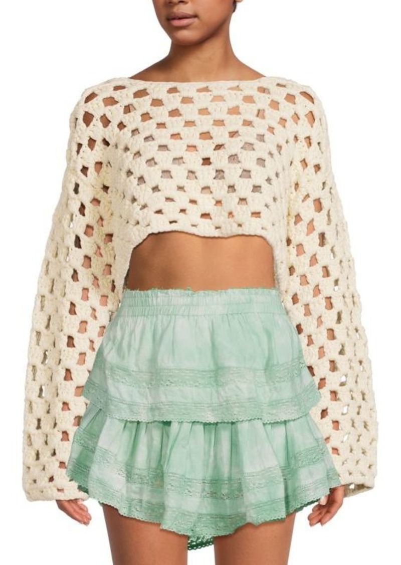 LoveShackFancy Kelly Drop Shoulder Crop Top