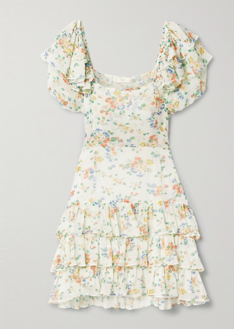 Kimbra Tiered Floral-print Silk-chiffon Mini Dress
