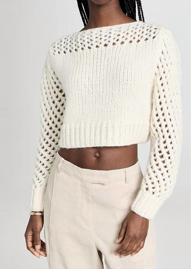 LoveShackFancy Larson Crop Pullover In Antique White