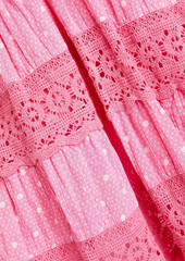 LoveShackFancy - Abena crocheted lace-trimmed polka-dot cotton midi dress - Pink - US 0