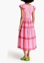 LoveShackFancy - Abena crocheted lace-trimmed polka-dot cotton midi dress - Pink - US 0