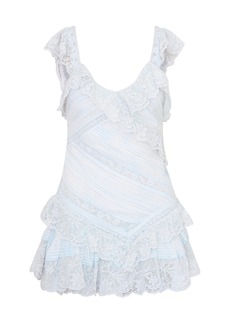 LoveShackFancy - Bensley Lace-Trimmed Cotton Mini Dress - Light Blue - US 8 - Moda Operandi