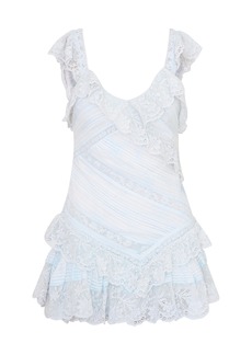 LoveShackFancy - Bensley Lace-Trimmed Cotton Mini Dress - Light Blue - US 4 - Moda Operandi